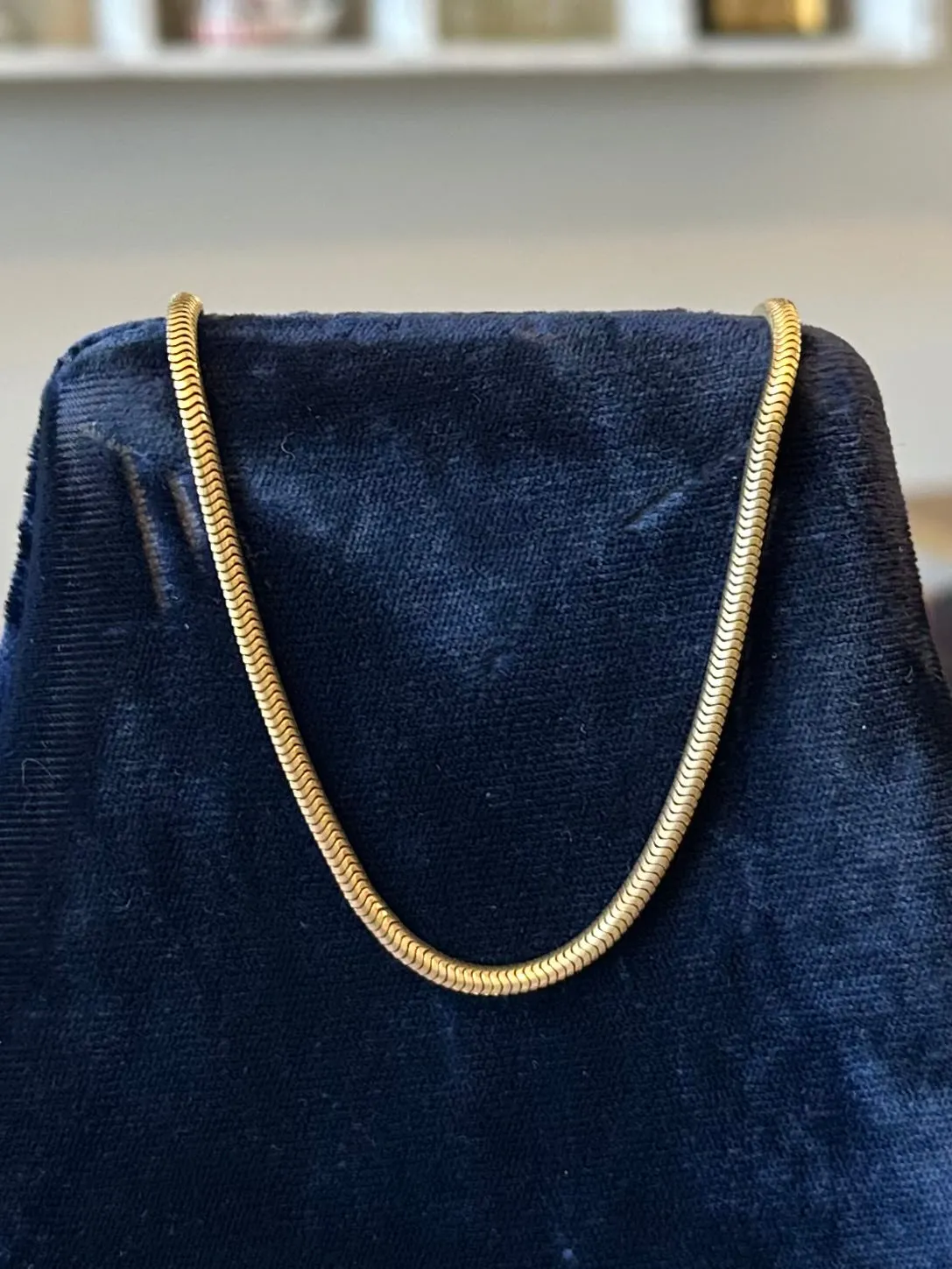 Vintage Signed FORSTNER 1/20 12k Yellow Gold Filled Snake Chain Necklace 15.75” Midcentury