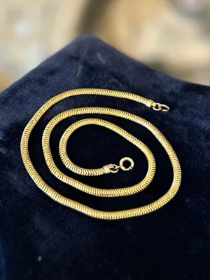 Vintage Signed FORSTNER 1/20 12k Yellow Gold Filled Snake Chain Necklace 15.75” Midcentury