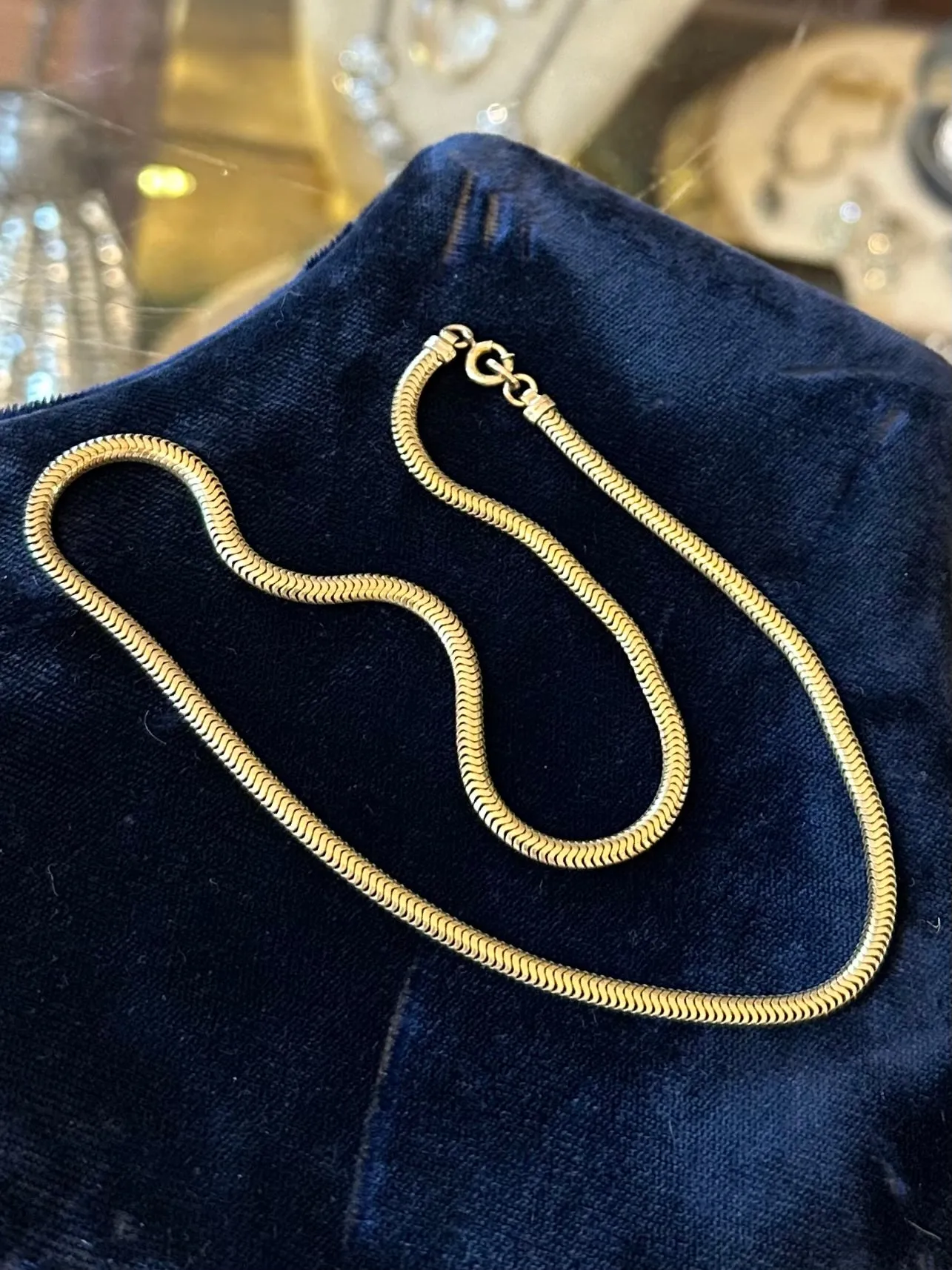 Vintage Signed FORSTNER 1/20 12k Yellow Gold Filled Snake Chain Necklace 15.75” Midcentury