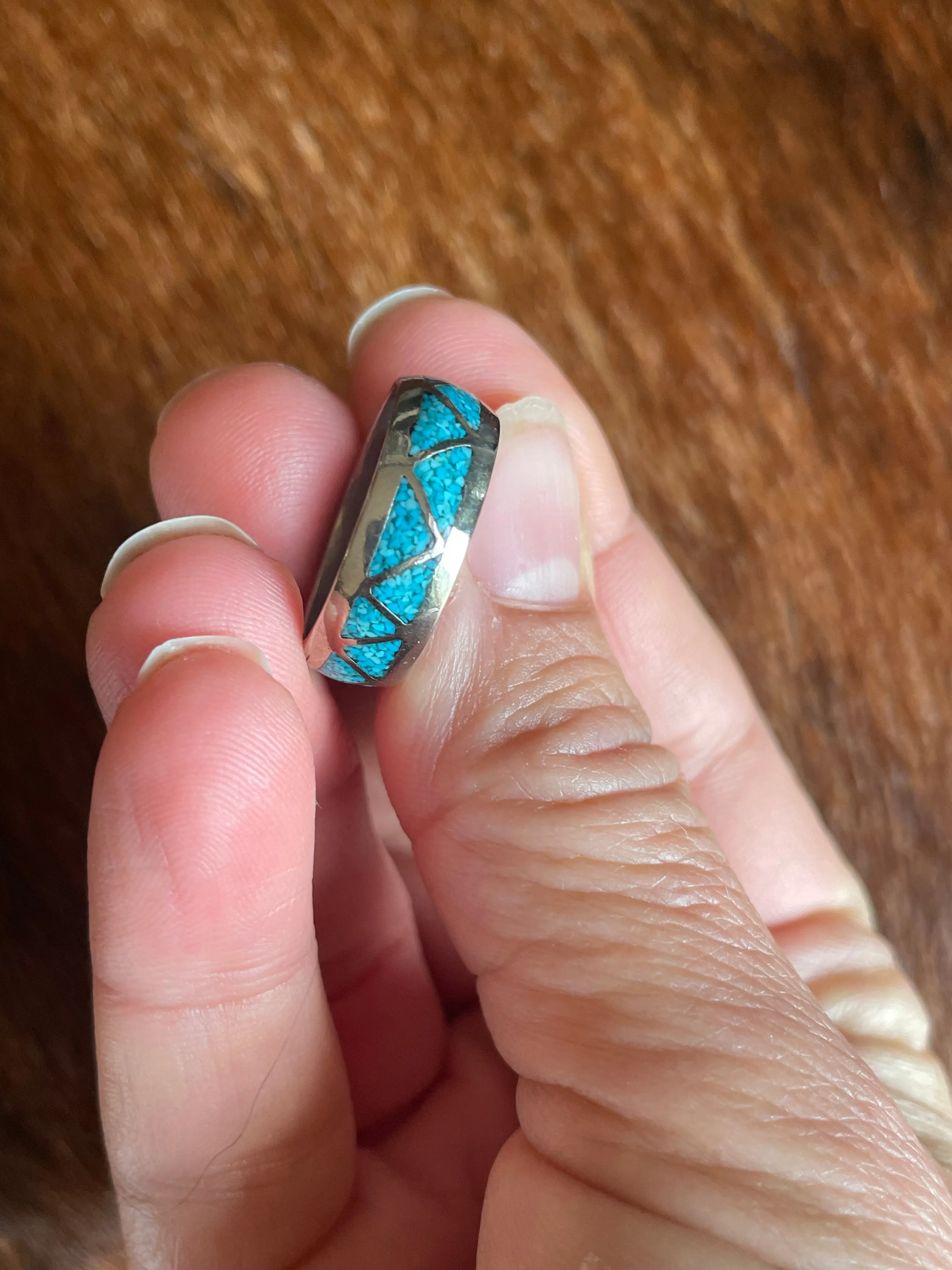Vintage Turquoise and Silver Band Ring