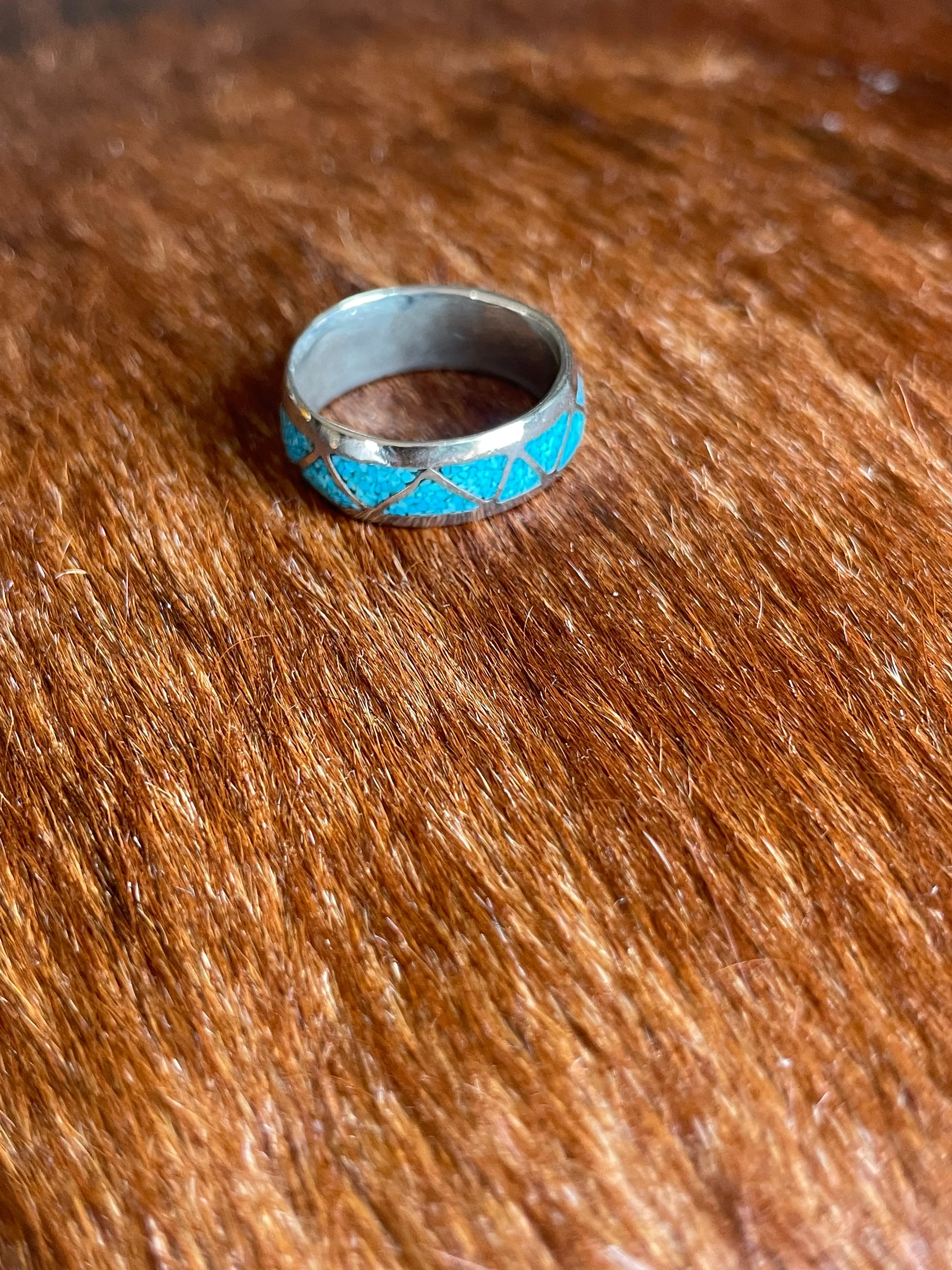 Vintage Turquoise and Silver Band Ring