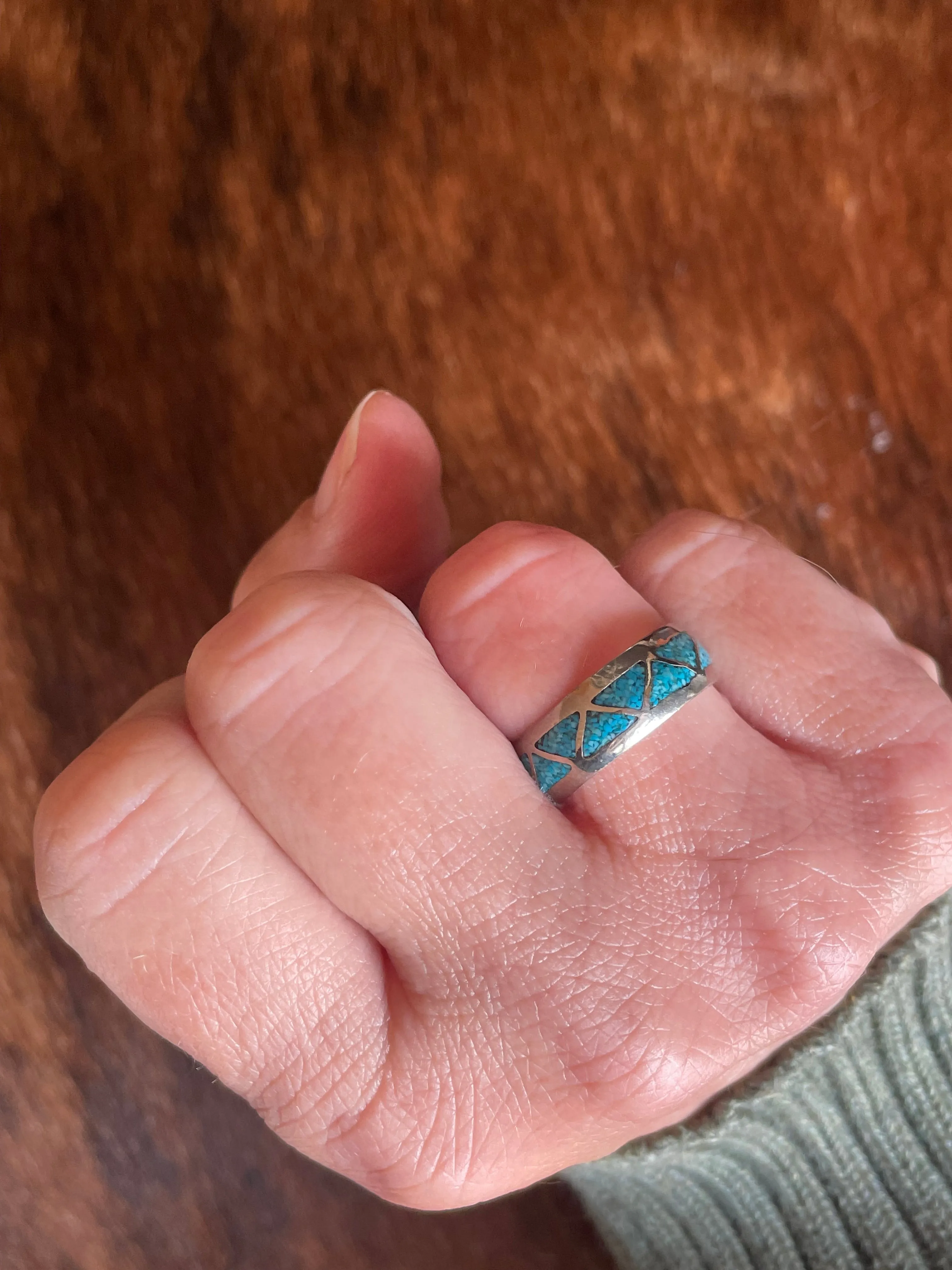 Vintage Turquoise and Silver Band Ring