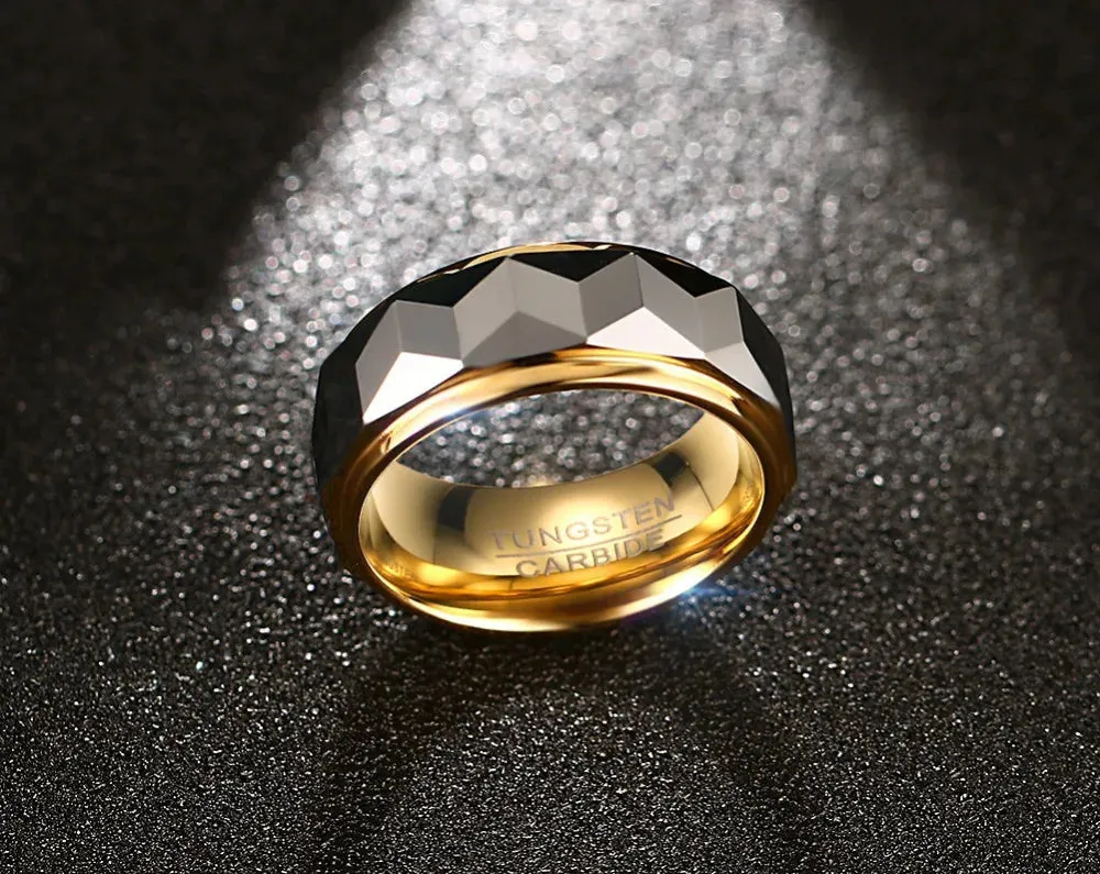 VNOX 100% Tungsten Men Ring Wedding Male Jewelry Gold Color 8mm Width Dropshipping