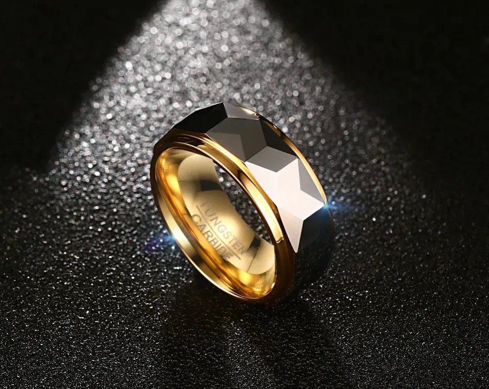 VNOX 100% Tungsten Men Ring Wedding Male Jewelry Gold Color 8mm Width Dropshipping