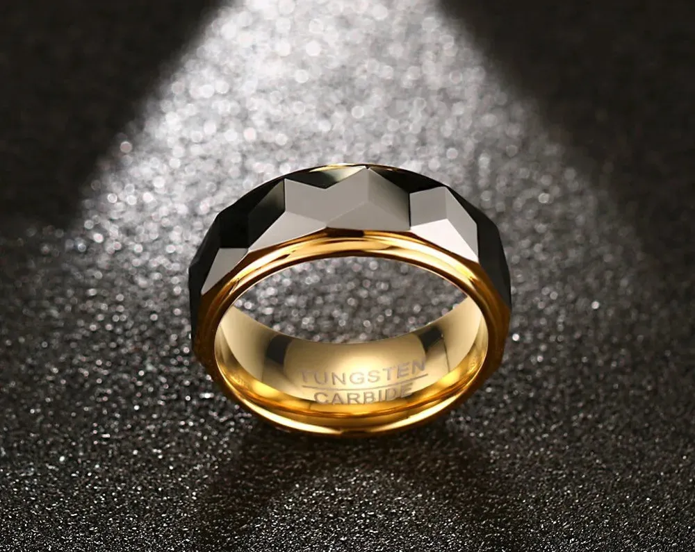 VNOX 100% Tungsten Men Ring Wedding Male Jewelry Gold Color 8mm Width Dropshipping