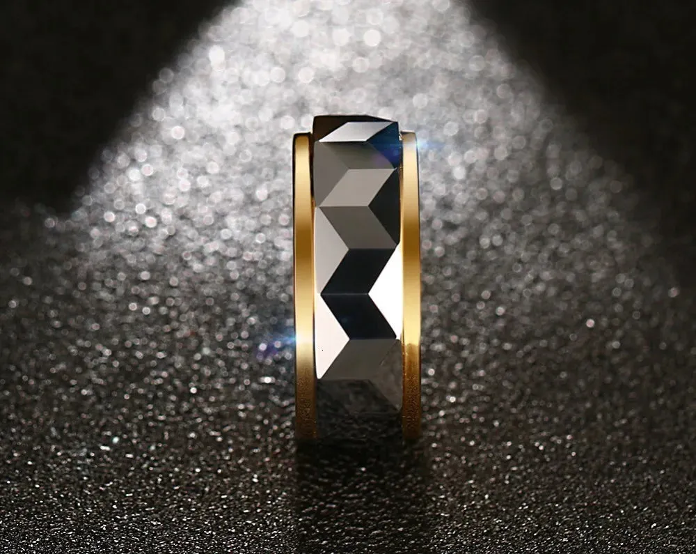 VNOX 100% Tungsten Men Ring Wedding Male Jewelry Gold Color 8mm Width Dropshipping