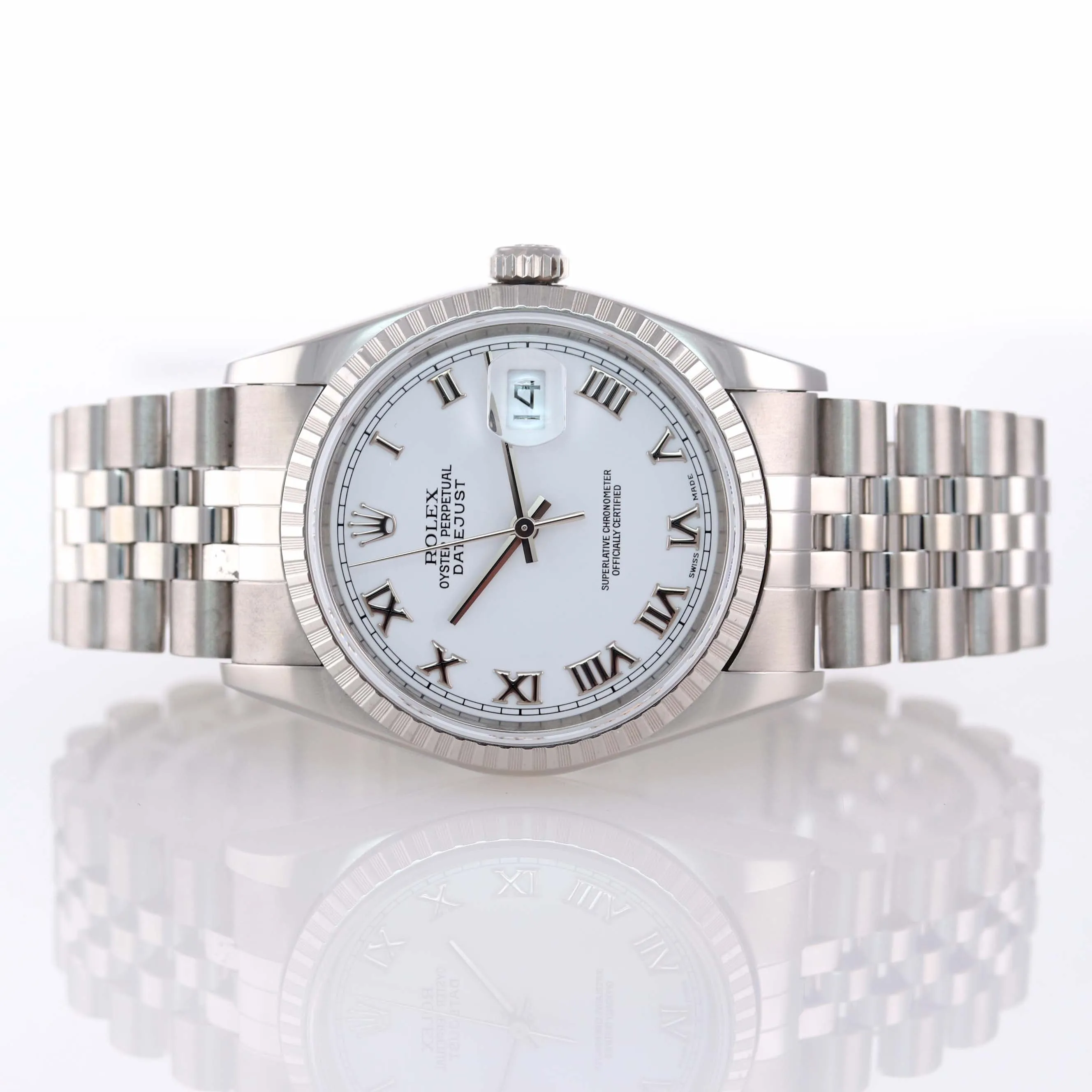 WARRANTY PAPERS Rolex DateJust 36mm 16220 White Roman Jubilee Date Watch Box