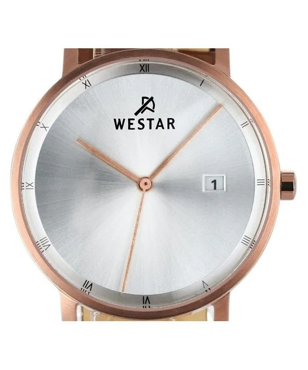 Westar Profile Brown Leather Strap Silver Dial Quartz 50221PPN627 Mens Watch