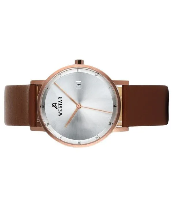 Westar Profile Brown Leather Strap Silver Dial Quartz 50221PPN627 Mens Watch