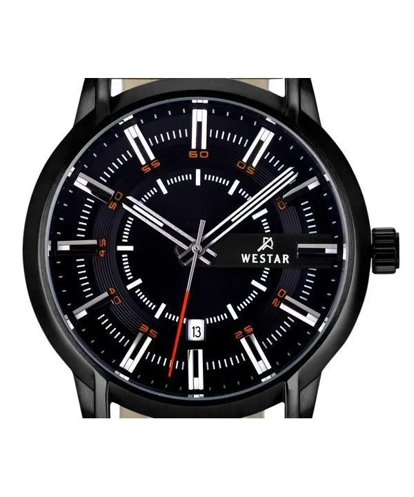 Westar Profile Leather Strap Black Dial Quartz 50228STN883 Mens Watch