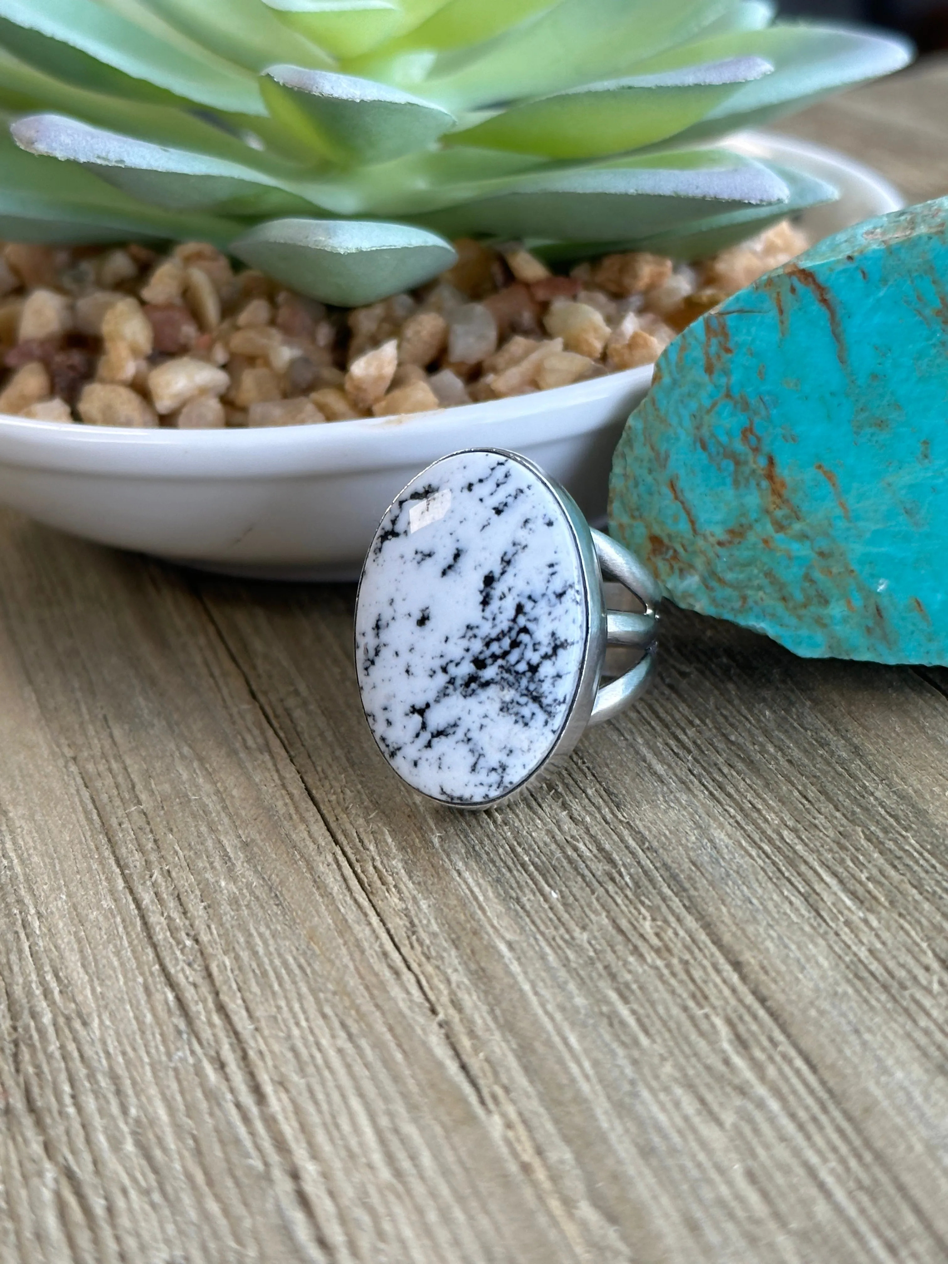White Buffalo Oval Ring