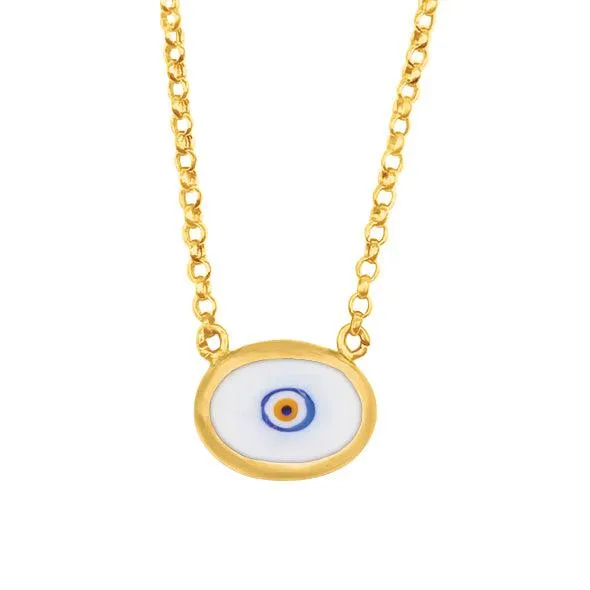 White Protection Juju Evil Eye Choker in 18K Gold