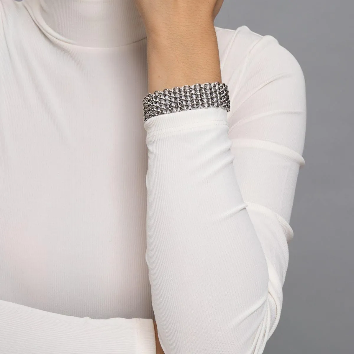 White Rhino Links | Deluxe Kismet Bracelet | White x Silver