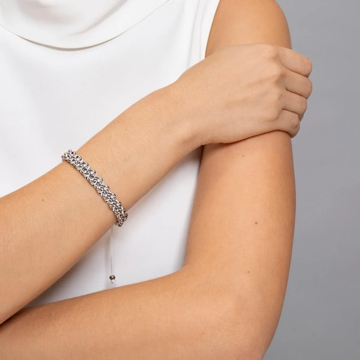 White Rhino Links | Mini Kismet Bracelet | White x Silver