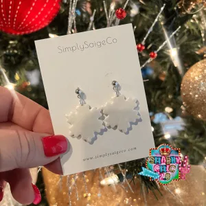 White Shimmer Snowflake Earrings