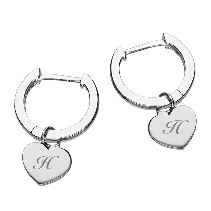 Womens heart hoogie hoop personalised earrings Rose Gold