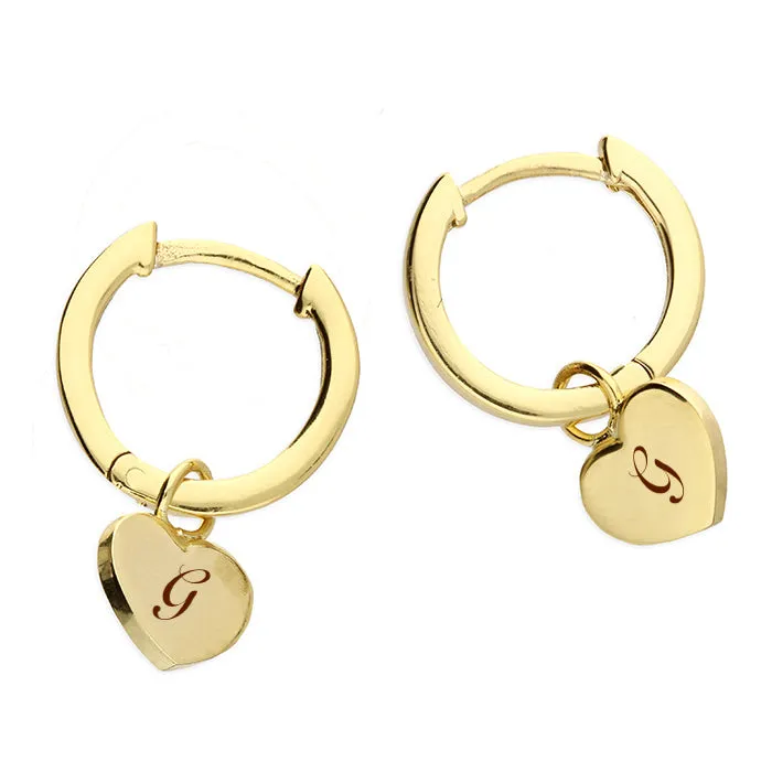 Womens heart hoogie hoop personalised earrings Rose Gold