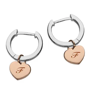 Womens heart hoogie hoop personalised earrings Rose Gold