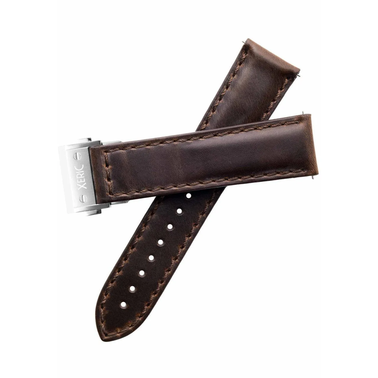 Xeric 22mm Horween Chromexcel Brown Strap Silver Hidden Deployant Clasp