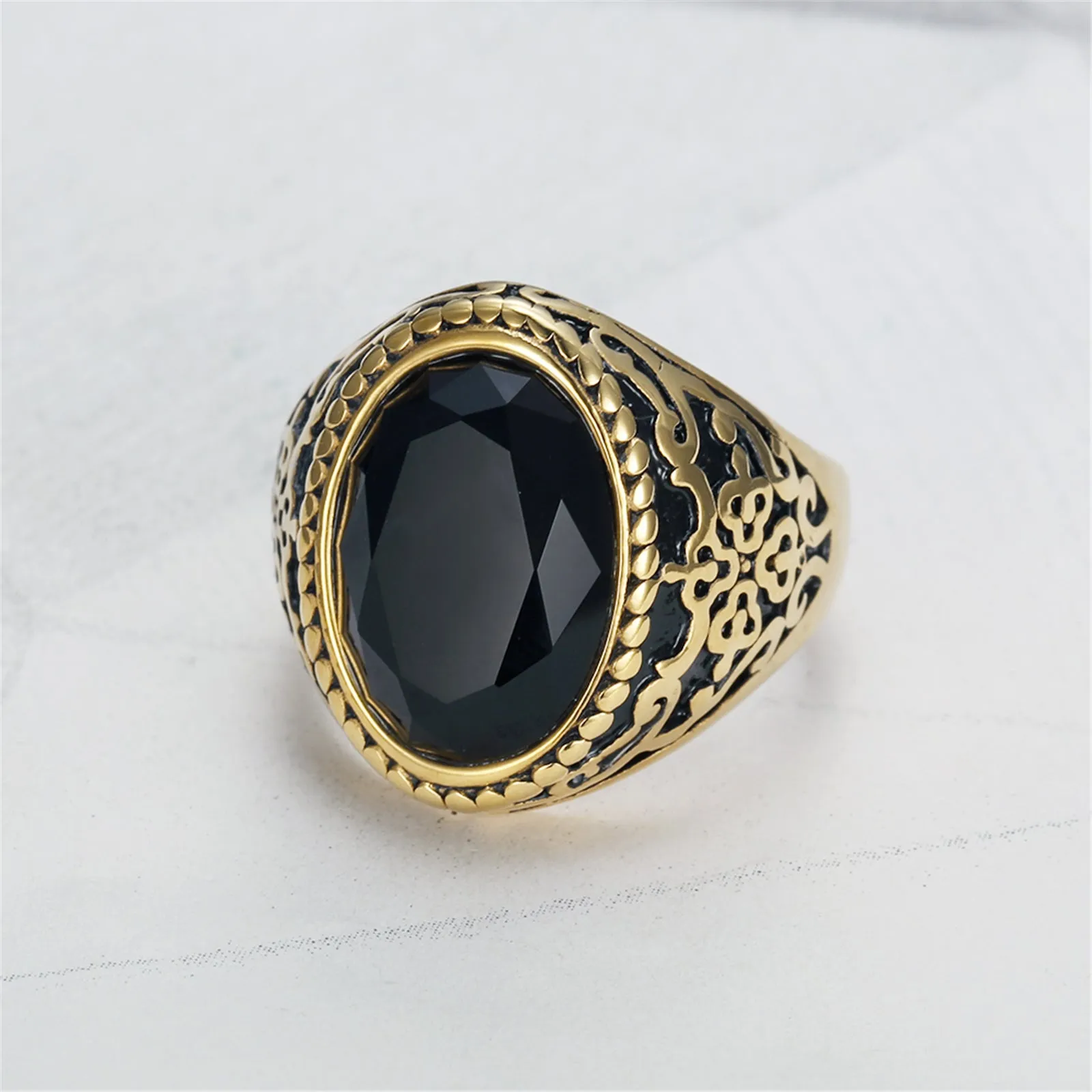 Zircon Stainless Steel Geometric Patterns Ring