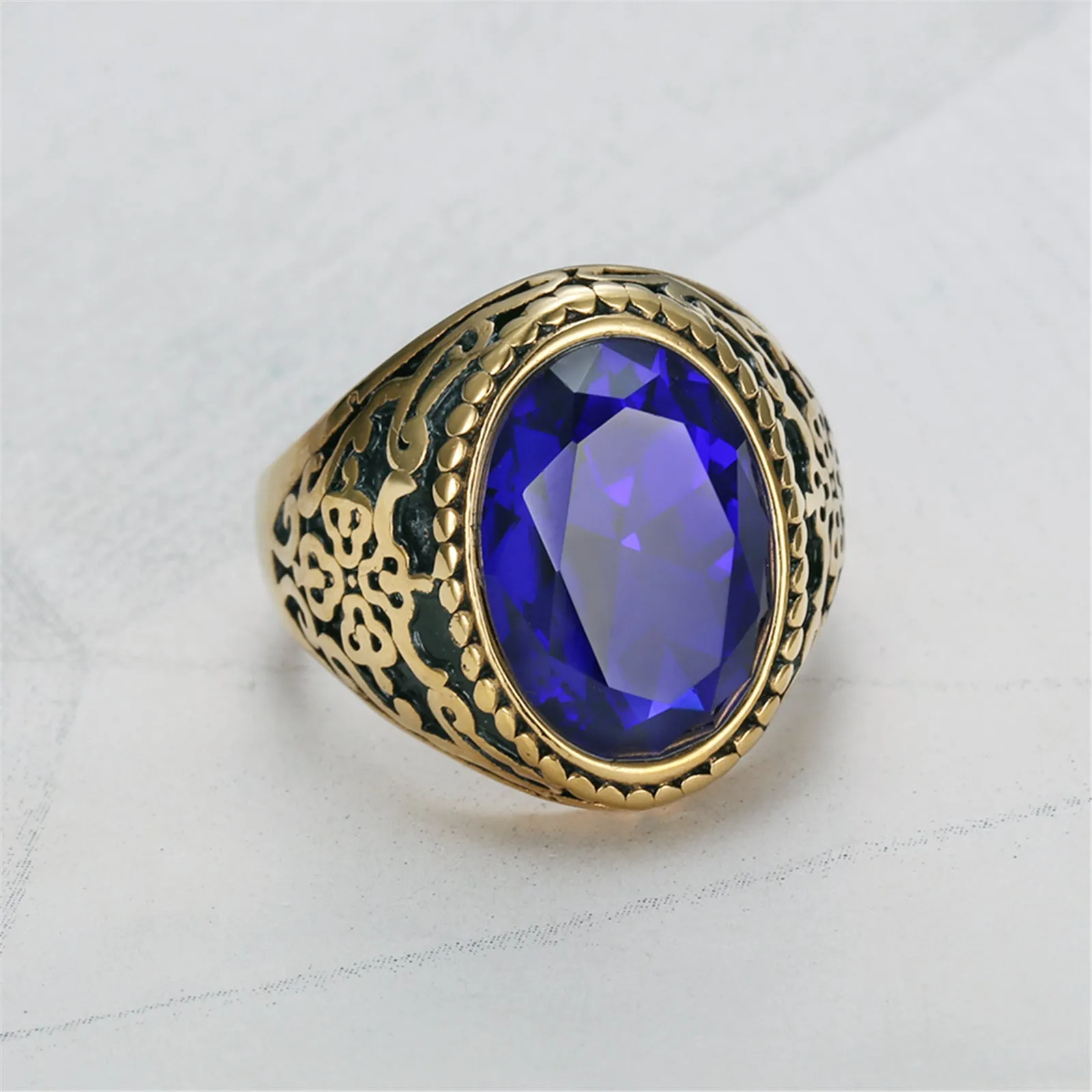 Zircon Stainless Steel Geometric Patterns Ring