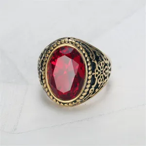 Zircon Stainless Steel Geometric Patterns Ring