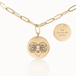 Zodiac Coin Pendant on Paperclip Chain