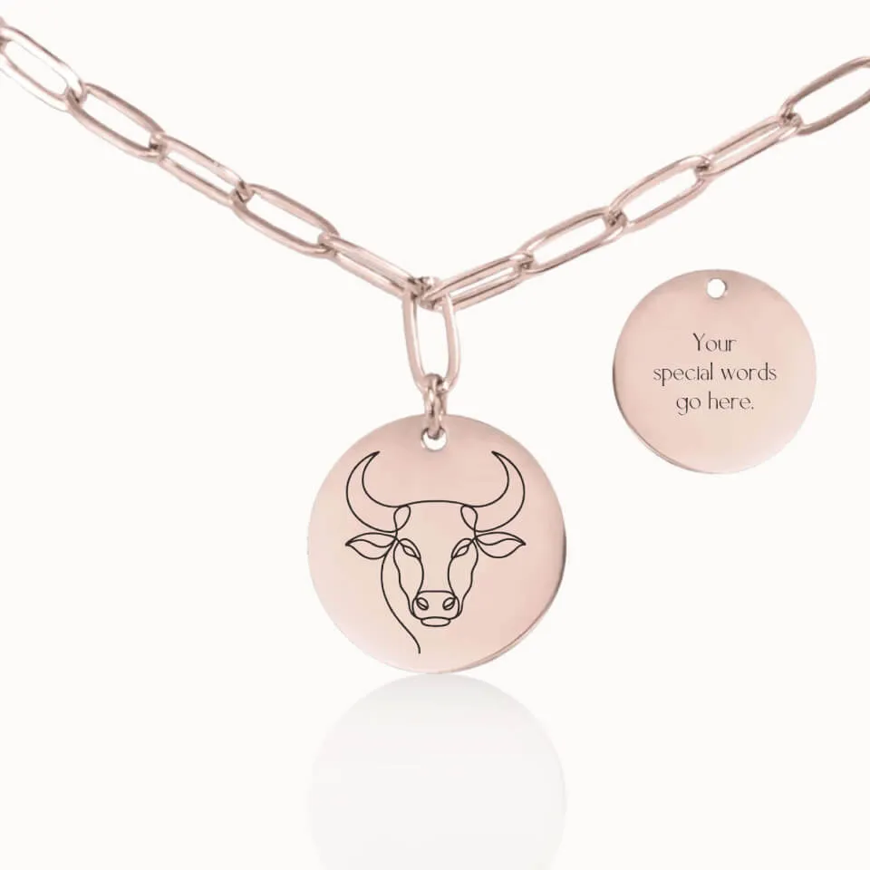 Zodiac Coin Pendant on Paperclip Chain