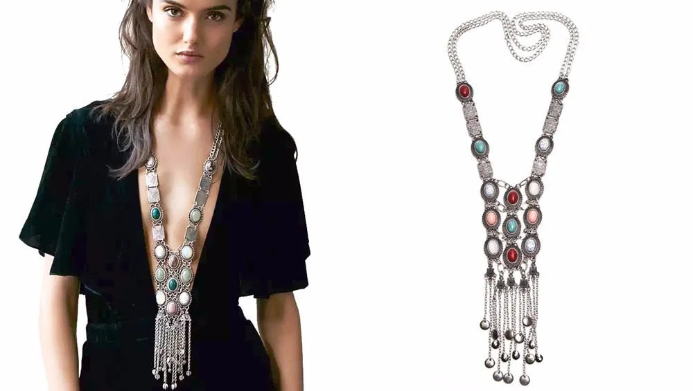Ztech Boho Antique Coin Necklace, Earring And Bracelet for Women