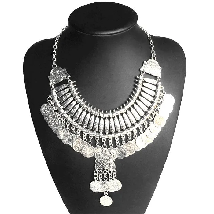 Ztech Boho Antique Coin Necklace, Earring And Bracelet for Women