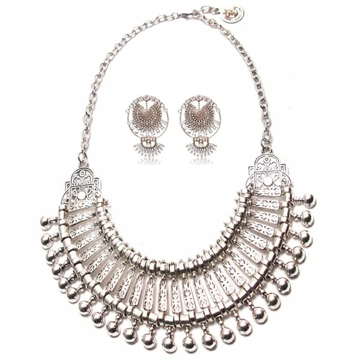 Ztech Boho Antique Coin Necklace, Earring And Bracelet for Women
