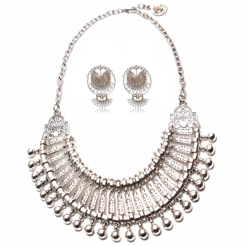 Ztech Boho Antique Coin Necklace, Earring And Bracelet for Women